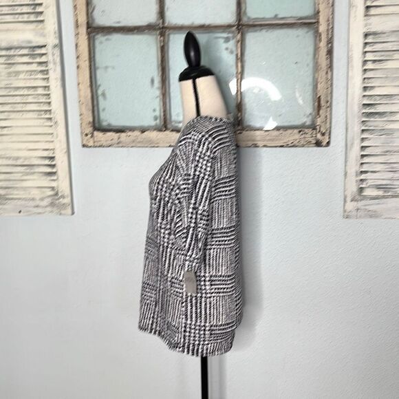 Kasper Womens Blouse Houndstooth Print Half Sleeve Black & White Size Medium NWT - Picture 3 of 10